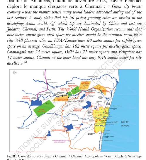 Fig. 8 : Carte des sources d’eau à Chennai / Chennai Metropolitan Water Supply &amp; Sewerage  Board, CMWSSB