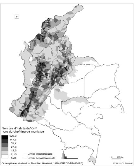 Fig. 1. 4 - Les densités de peuplement rural en 1993 