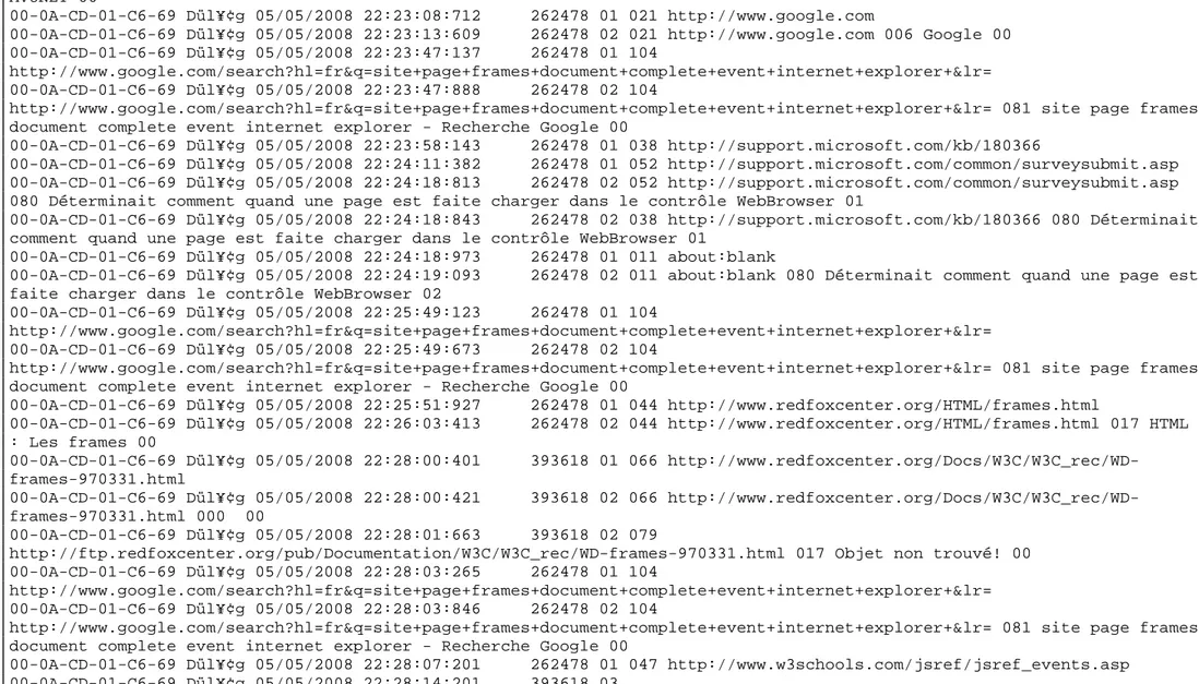 Figure 12.  Extrait d’un fichier log  