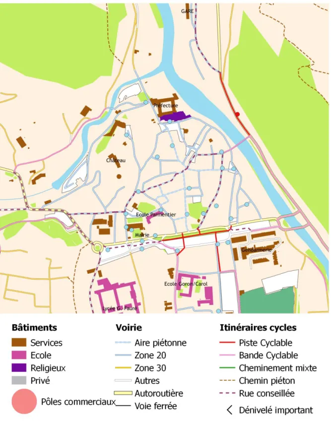 Figure 10 : Plan vélo - centre-ville (conception et réalisation : R. Puchaczewski) 