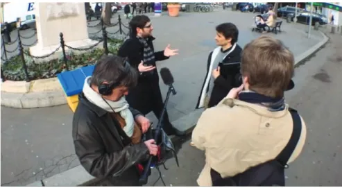 Fig C Image de la caméra professionnelle vue sur la version broadcast uniquement. Elle  met l’enphase sur le dispositif technique de l’émission 