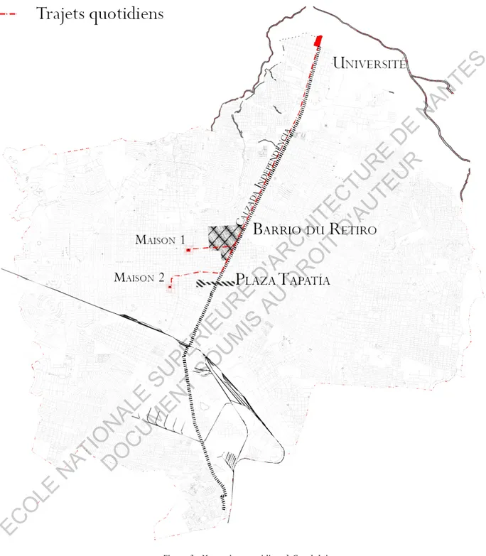 Figure 3 : Mes trajets quotidiens à Guadalajara 