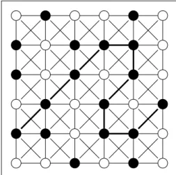 FIG. 3.2 – Un chemin 6-connexe de pixels noirs allant de gauche `a droite.
