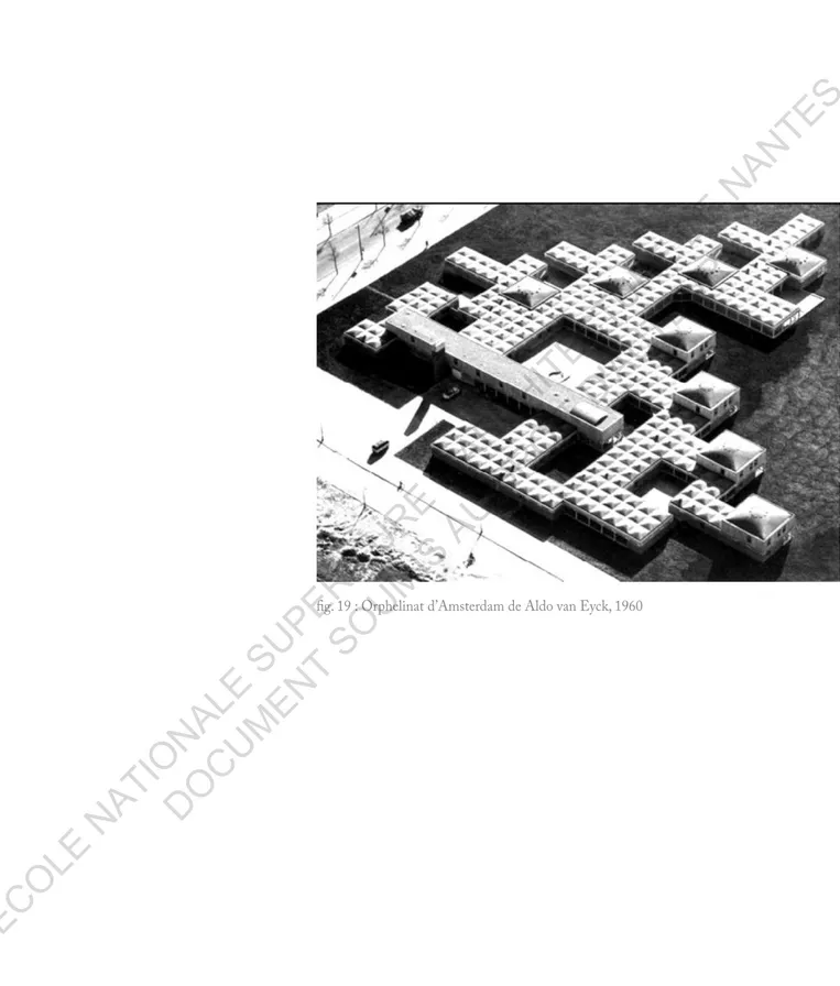 fig. 19 : Orphelinat d’Amsterdam de Aldo van Eyck, 1960 ECOLE  NATIONALE  SUPERIEURE  D'ARCHITECTURE  DE  NANTES DOCUMENT SOUMIS AU DROIT D'AUTEUR