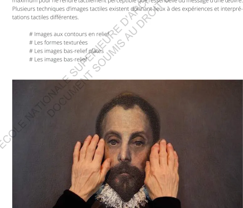 fig. 15 : Reproduction tactile de tableau - Musée du Prado (Barcelone)ECOLE NATIONALE SUPERIEURE  D'ARCHITECTURE  DE  NANTES DOCUMENT SOUMIS AU DROIT D'AUTEUR