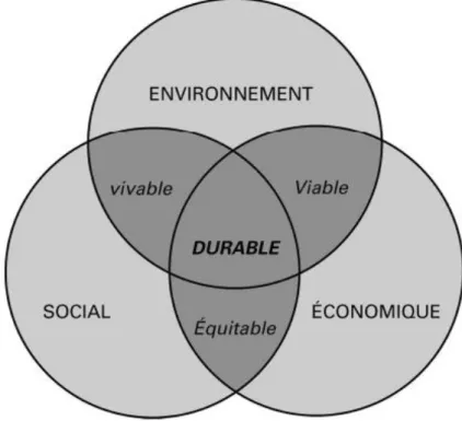 Figure 1 : Les piliers du développement durable (JÉGOU, 2007)