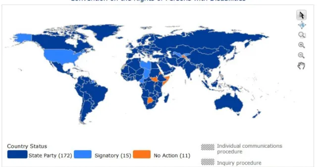 Fig. 3 : pays signataires de la CRPD, ONU, 2016.