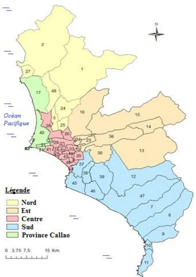 Figure 8. Carte administrative de l’aire urbaine de Lima et Callao 