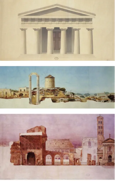 Fig. 13 : LABROUSTE Henri. 1828. « Le Tempe de Neptune.Restitution de la façade. Paestum