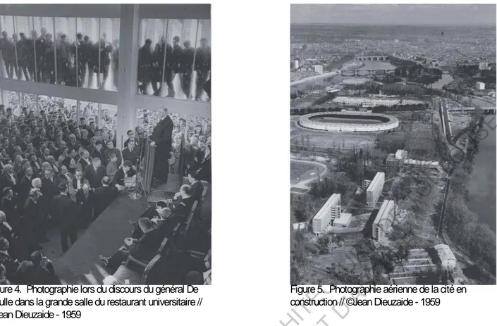 Figure 4.  Photographie lors du discours du général De  Gaulle dans la grande salle du restaurant universitaire //  ©Jean Dieuzaide - 1959