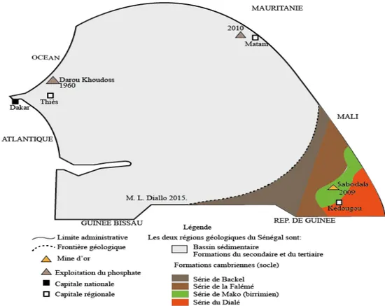 Figure 2: Le Sénégal, un pays partagé entre deux ensembles géologiques 