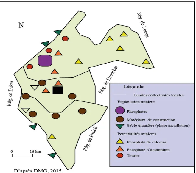 Figure 4: Potentialités minières de la région de Thiès 