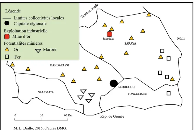 Figure 5: Potentialités minières de la région de Kédougou 