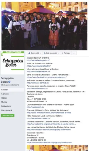 Figure 11 : Captures d’écran de la publication Facebook de  l’émission partageant « les bonnes adresses » d’Échappées 