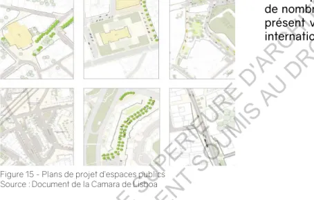 Figure 15 - Plans de projet d’espaces publics Source : Document de la Camara de Lisboa