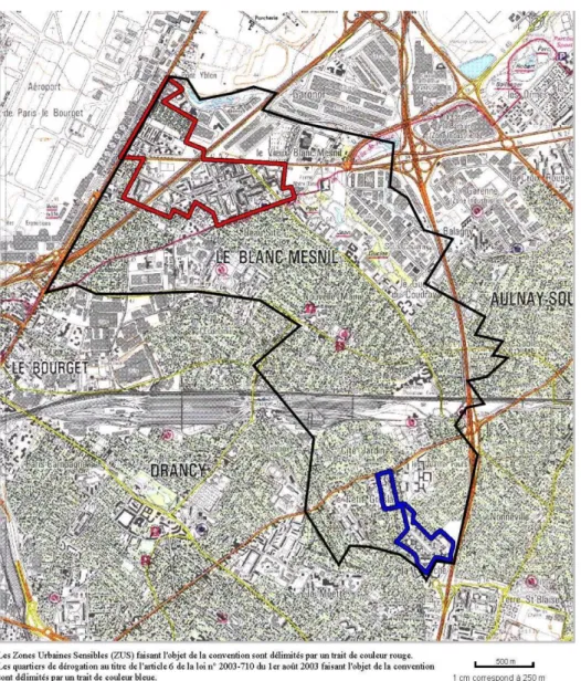 Figure 6: Le périmètre du PRU du Blanc-Mesnil : un secteur Nord et un secteur Sud 