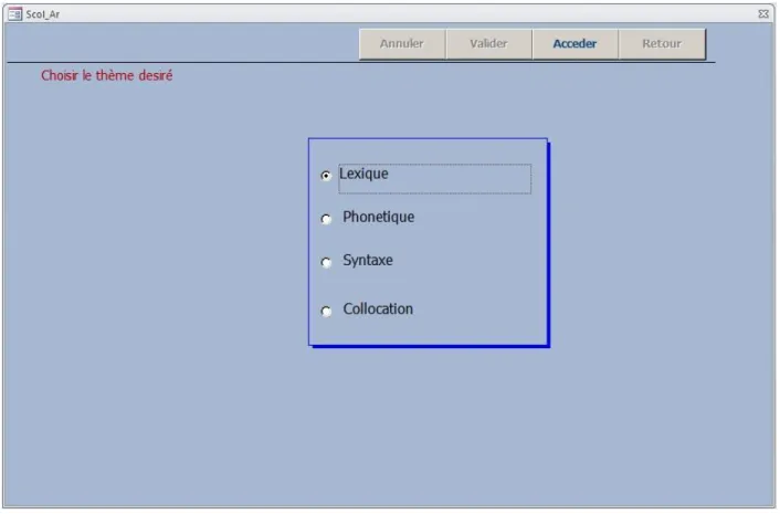 Figure 3 Nom de code "Menu" 