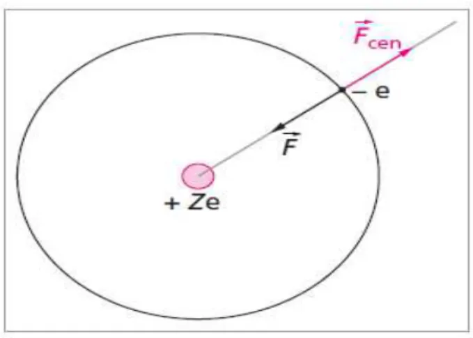 Figure IV.1 : Schéma de l’atome planétaire à un électron (orbite circulaire)[2]. 