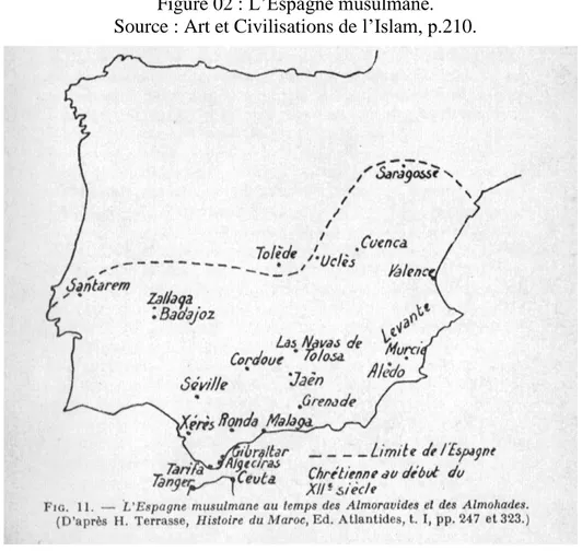 Figure 03 : L’Espagne musulmane sous les Almoravides.  Source : Histoire de l’Afrique du Nord, des origines à 1830, p.431