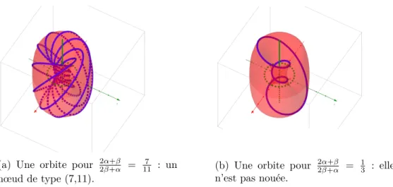 Figure 1.2 – Orbites pour des sous-groupes elliptiques à un paramètre