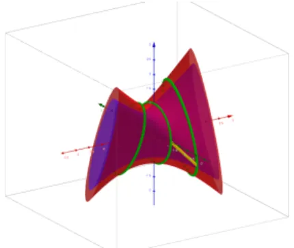 Figure 2.2 – La courbe m (en vert) et la courbe l (en jaune) dans l’image de Dev 0 ( T e s 0 )