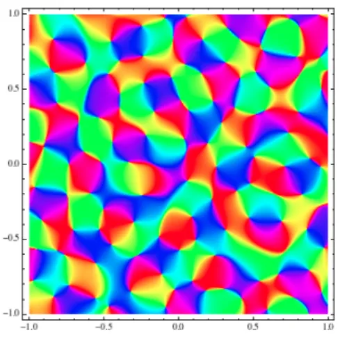 Figure 2: Computer-generated map, sampled from a monochromatic field. This figure shows an orientation map which we have drawn from a simulated Invariant Gaussian Random Field with circular power spectrum