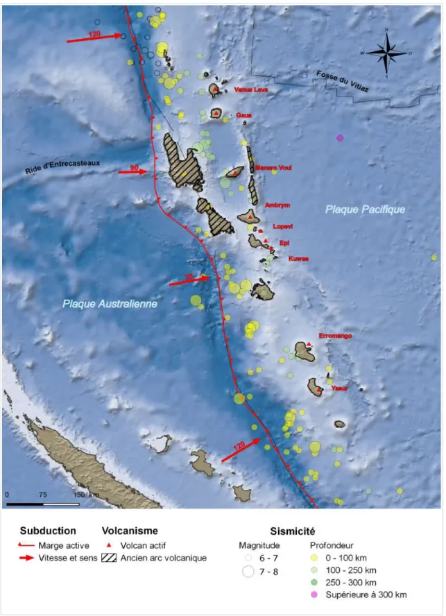 Figure 2 - Contexte géodynamique (Source : ANSS-ComCat / USGS, 2017 ; SRTM Pacifique