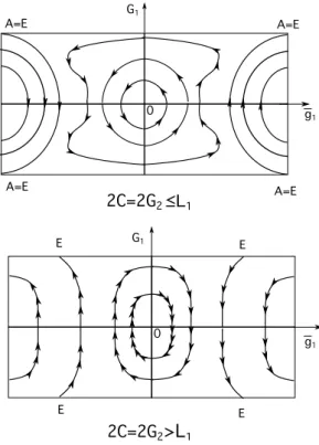 Figure 2.3: The G 1 -¯g 1 phase portraits on the branched double cover of the reduced critical