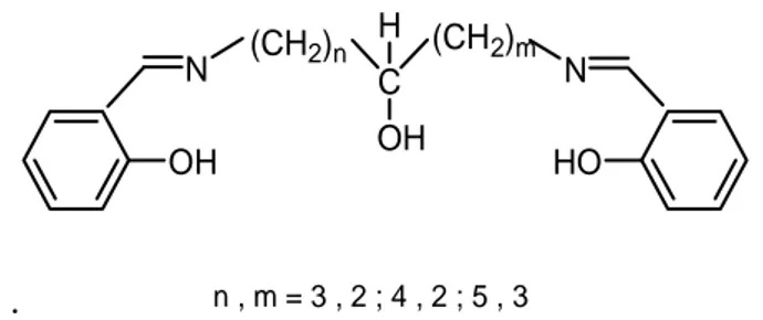 Figure A.7 : Bases de Schiff pentadentées conduisant à des complexes à pont                                        μ-alkoxo [45, 46] 