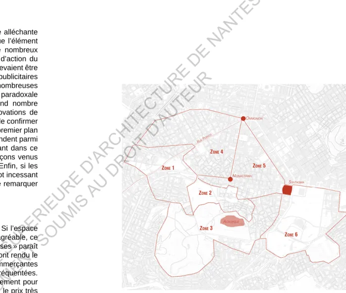 Figure 2.2 Zonage	du	Programme	pour	l’Unification	des	Sites	archéologiques	d’Athènes. ECOLE  NATIONALE  SUPERIEURE  D'ARCHITECTURE  DE  NANTES DOCUMENT SOUMIS AU DROIT D'AUTEUR
