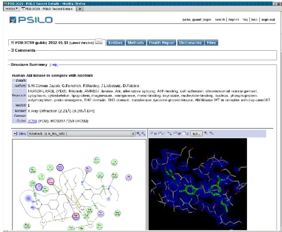 Figure 34 Interface web de la solution Psilo sur la structure 3cs9 (image provenant de  https://www.chemcomp.com/img/psilo/)