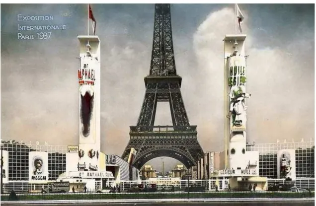 Figure 4 - Le champ de Mars et la tour Eiffel, carte postale colorisée, H. Chipault 