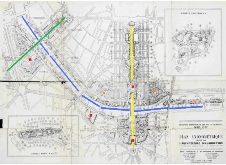 Figure 9 - Schéma et plan de l’Exposition internationale de Paris 1937 