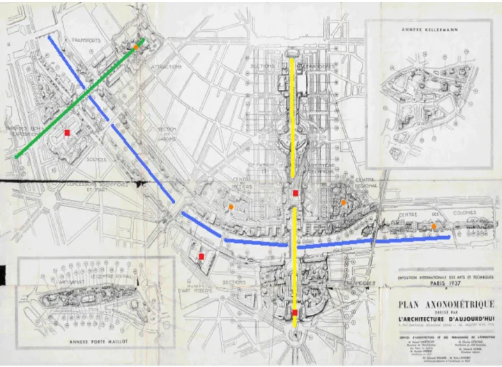 Figure 9 - Schéma et plan de l’Exposition internationale de Paris 1937 