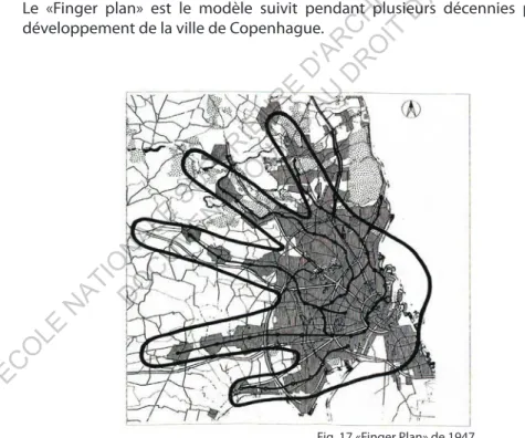Fig. 17 «Finger Plan» de 1947.ECOLE NATIONALE SUPERIEURE D'ARCHITECTURE  DE  NANTES DOCUMENT SOUMIS AU DROIT D'AUTEUR