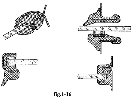 Fig. 1-16 montre quelques exemples de la méthode de montage des vitres. 