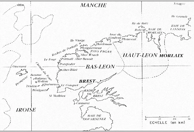 Figure 2. Principales zones récolte recensées par Pierre Arzel dans le Nord-Finistère