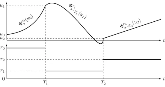 Figure 1.6: Typical behavior of the studied class of PDMPs.