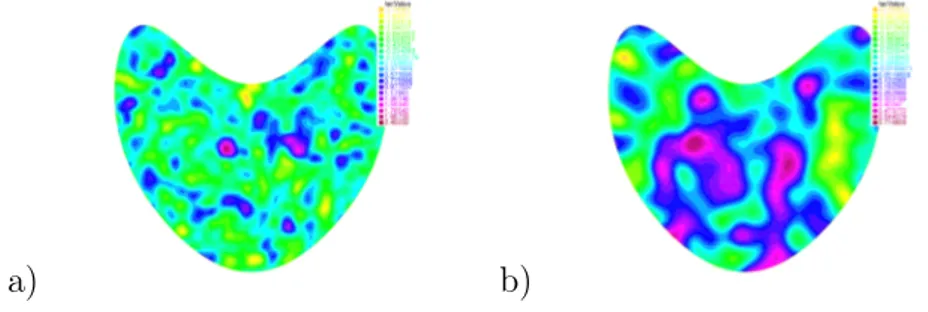 Figure 1.7: Simulation of two different colored noises on a bounded domain D of R 2