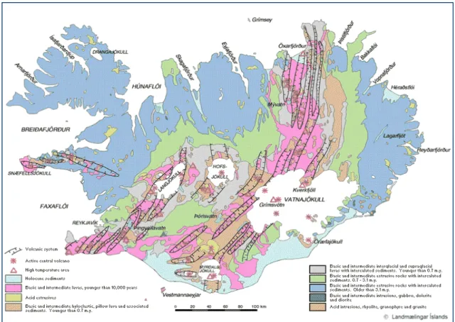 Figure 4 : Carte géologique générale de l’Islande 