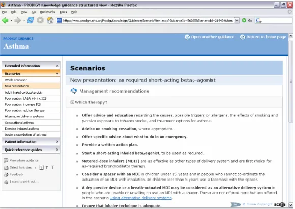 Figure 2.16 – Aperçu de Prodigy 32  représentant le Guide de Bonnes Pratiques de l’asthme