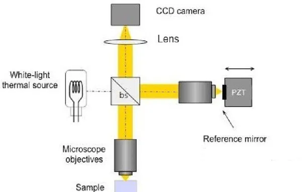 Figure  II.1:   Experimental   set-up   of   the   full-field   OCT   developed   at   ESPCI/Institut   Langevin