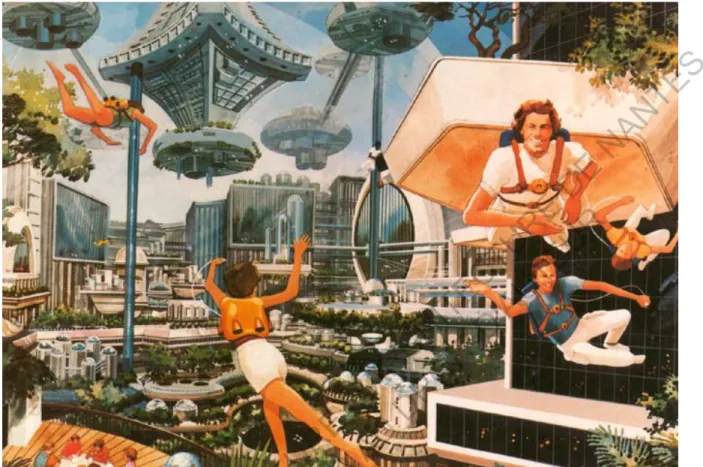 Fig. 7 : Représentation de l’intérieur d’une colonie orbitale par la NASA dans les années soixante-dix.