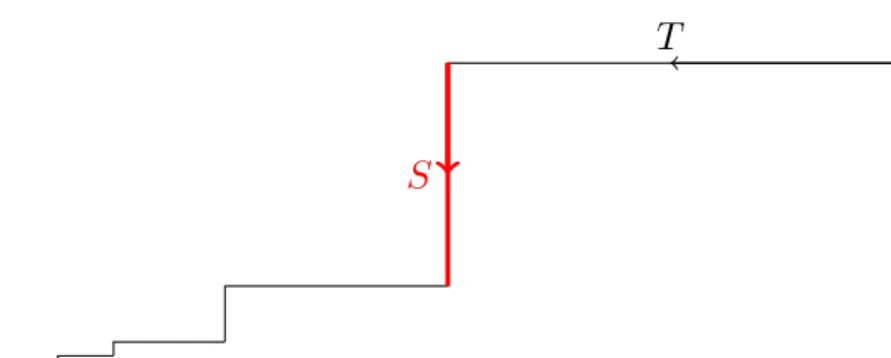 Figure 2.5: The piece S is not suitable for a differentiation basis of T at 0
