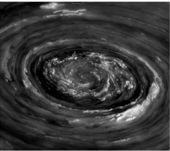 Figure 1 – Image de l’ouragan situ´e au pˆole nord de saturne (Sonde Cassini).