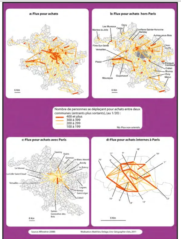 Figure 20: Les flux pour achats entre les communes de la métropole parisienne 