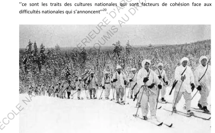 Figure	 10	:	 Cette	 archive	 montrant	 les	 Chasseurs	 alpins	 Finlandais	 pendant	 la	 Guerre	 d’Hiver	