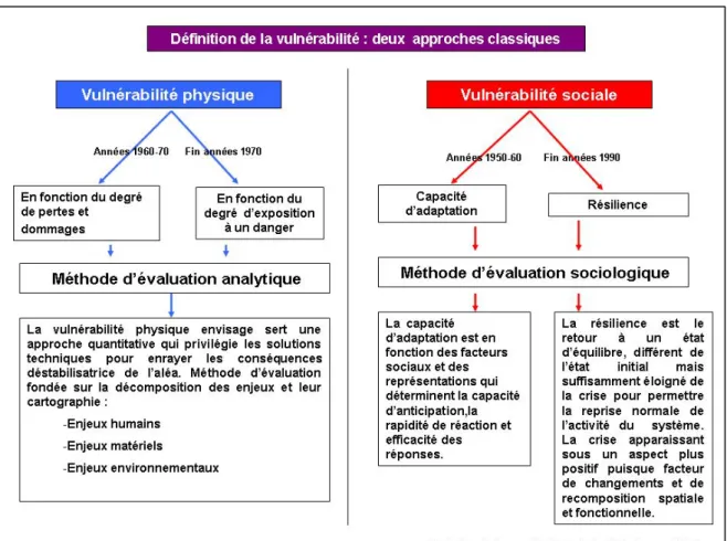 Figure 30: Les deux définitions traditionnellement employées pour définir la vulnérabilité  