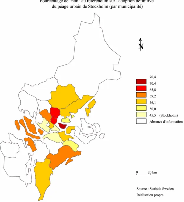 Illustration 5: Cartographie du vote aux référendums consultatifs du Comté de Stockholm