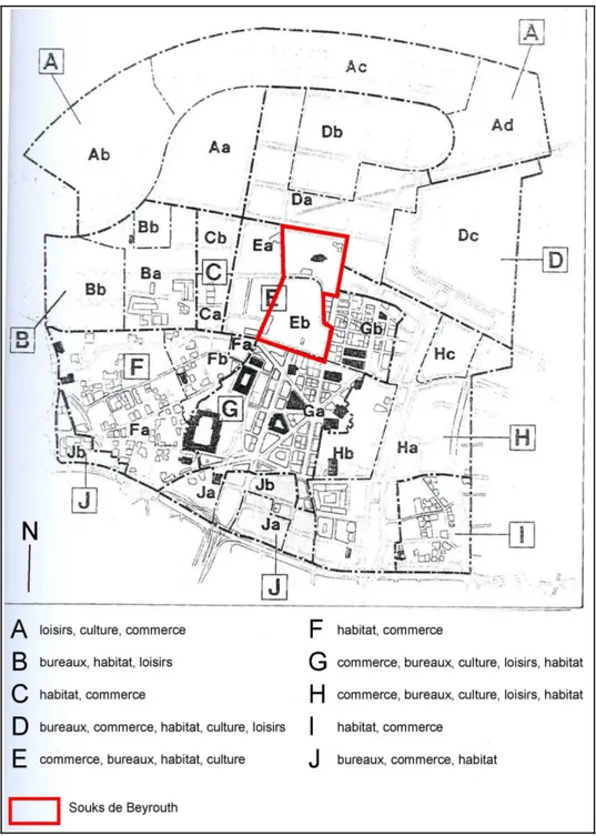 Figure 2 : Schéma directeur de la reconstruction du centre-ville de Beyrouth, version de  1994